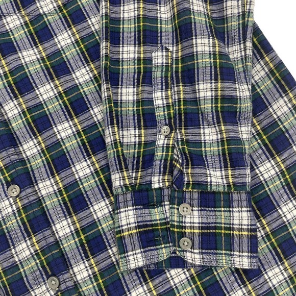 J. Crew Classic Long Sleeve Button Down Navy Green Plaid 8 - Picture 5 of 7